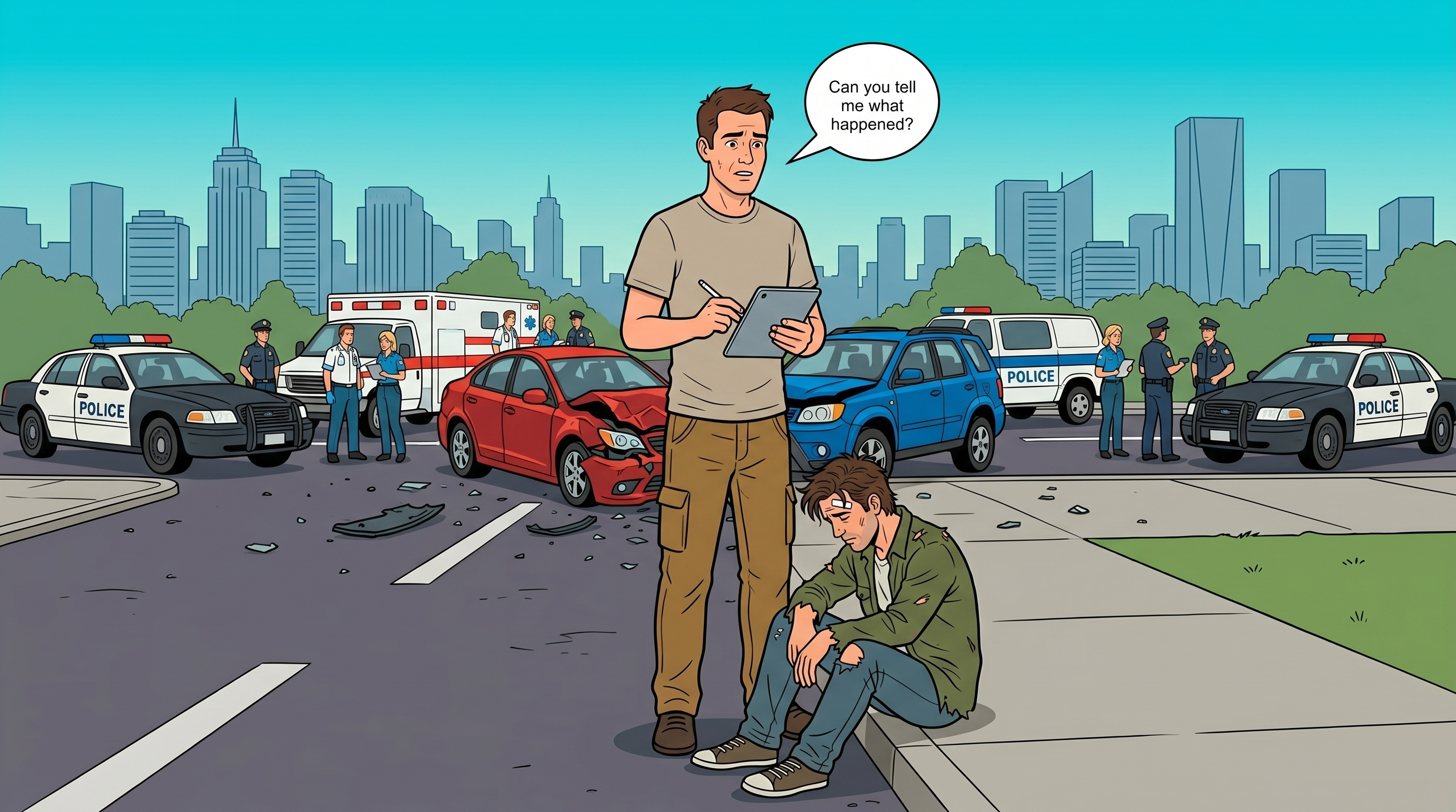Insurance Adjuster Taking a Recorded Statement from Accident Victim