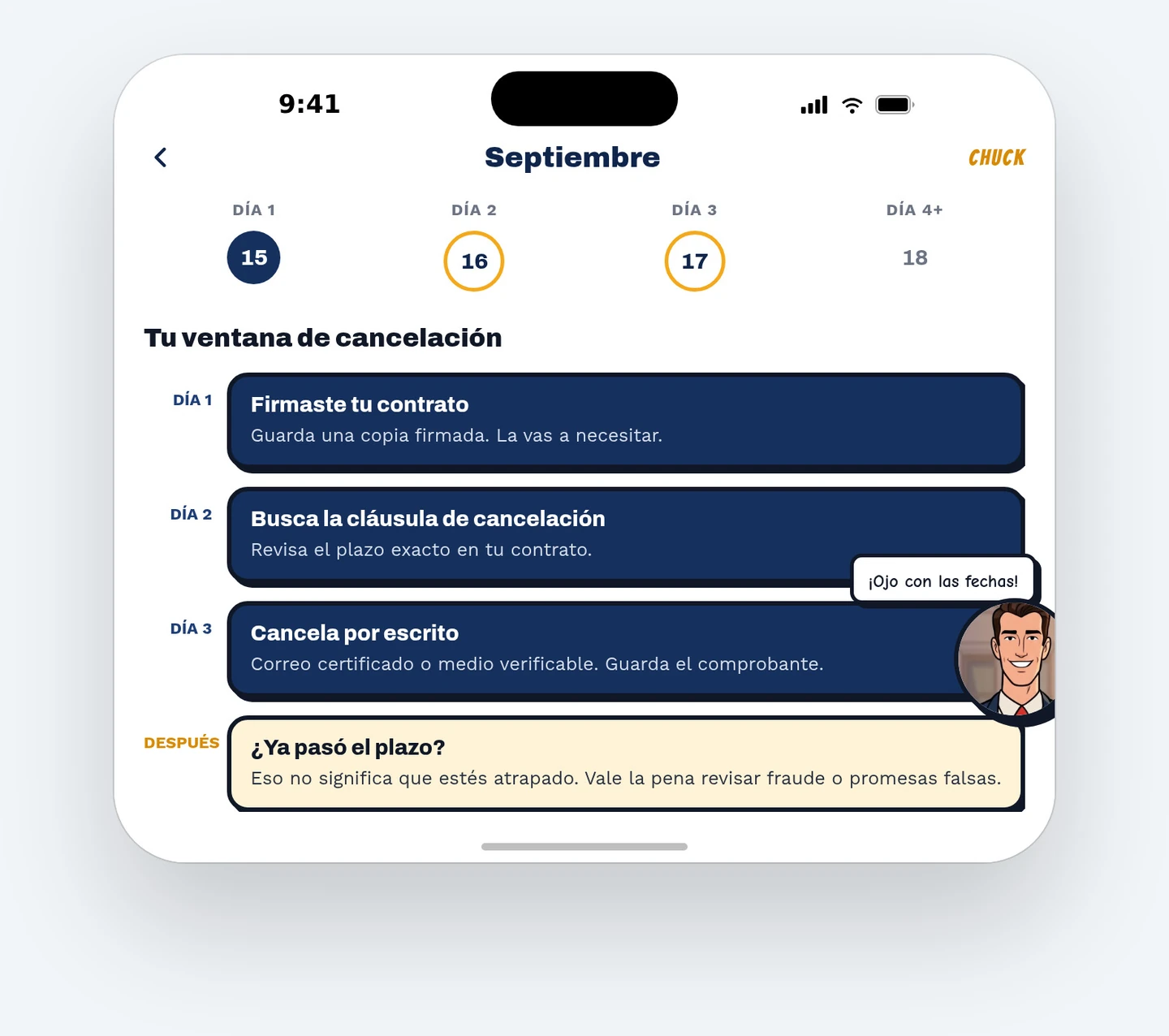 Calendario del plazo de cancelación de un contrato solar: firma, cláusula, cancelación por escrito y qué pasa después del plazo