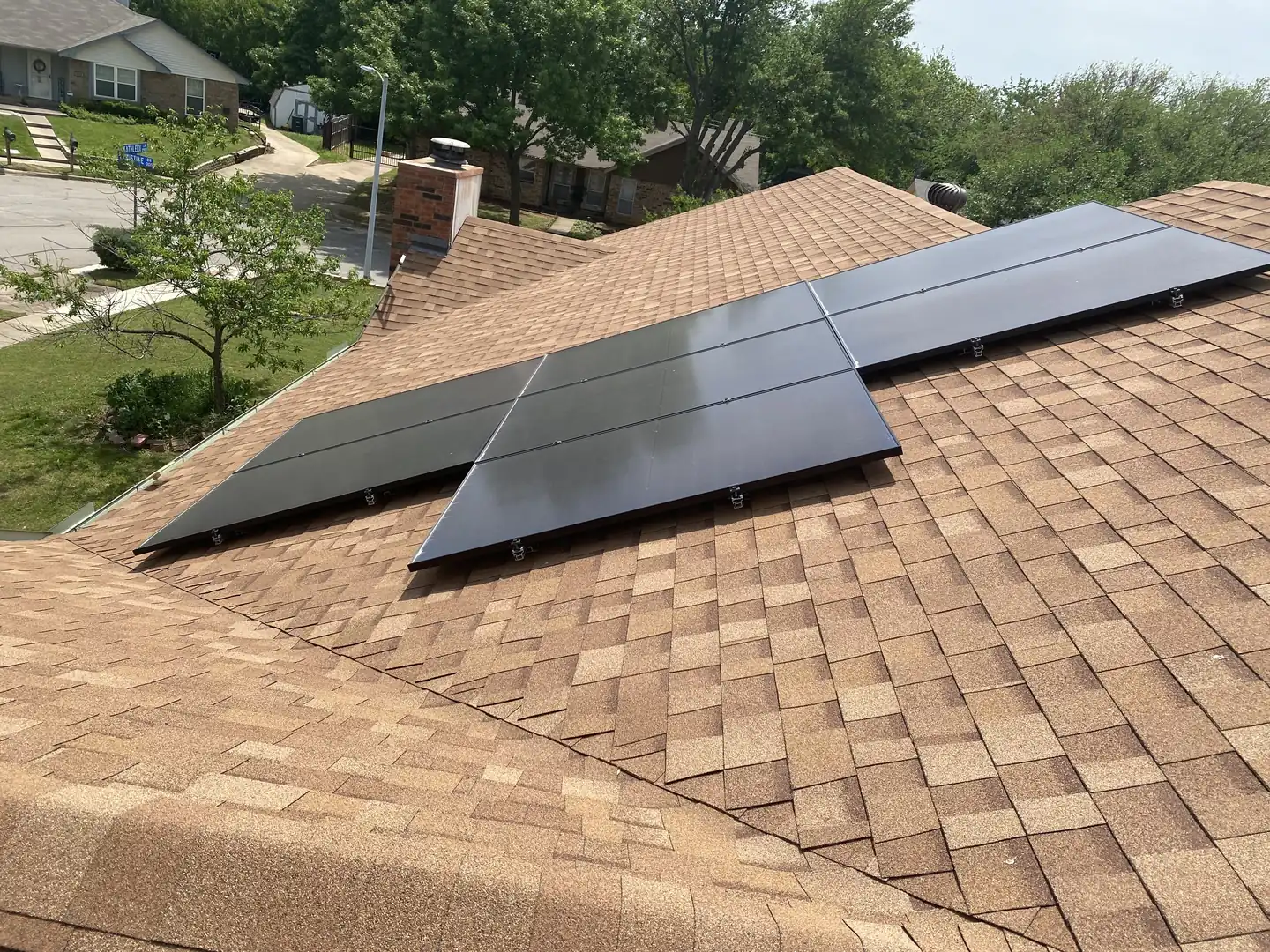 Solar panels installed on a residential roof in a disputed Sunlight Financial solar loan case