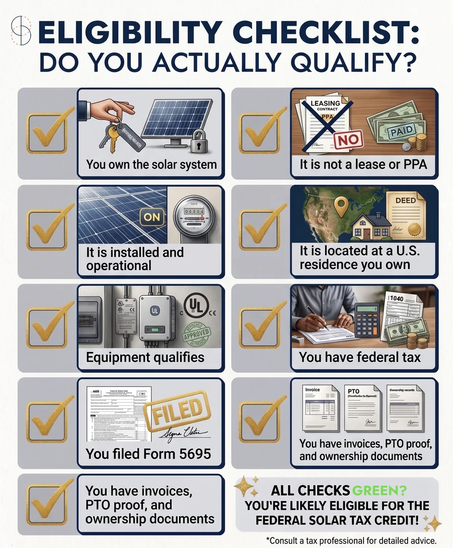Tax Eligibility Checklist for the Federal Solar Tax Credit