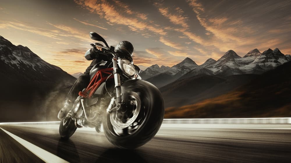 Motor biker on the road